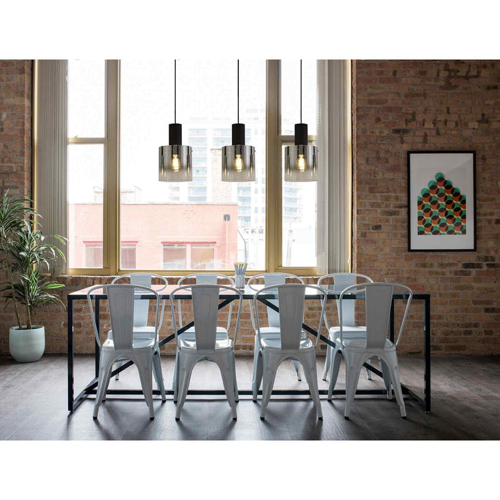 Nelson Lighting NL75909 Blade Linear Pendant 3 Light Adjustable Black/Smoke Fade Glass