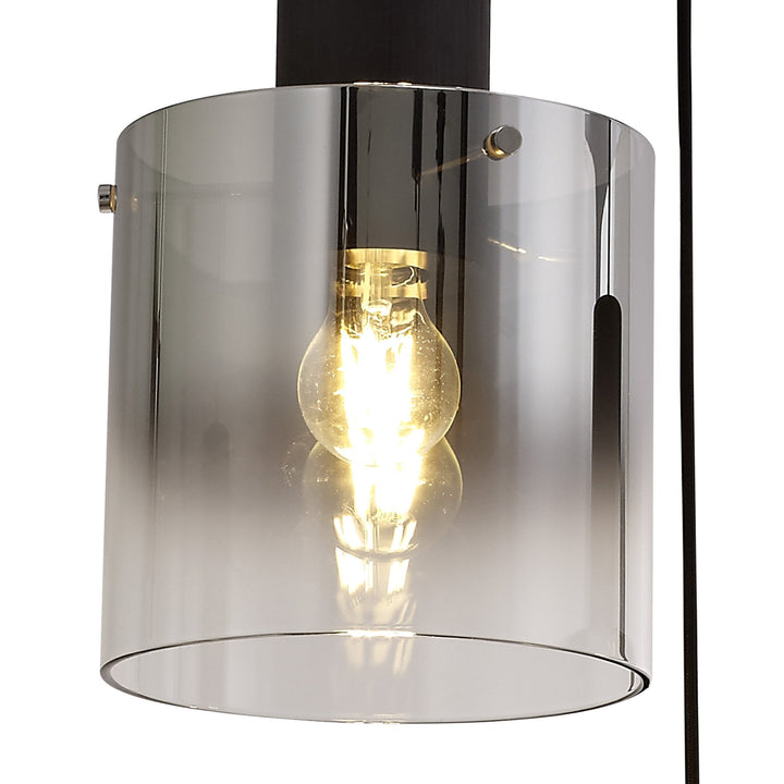 Nelson Lighting NL75919 Blade Round Pendant 3 Light Adjustable Black/Smoke Fade Glass