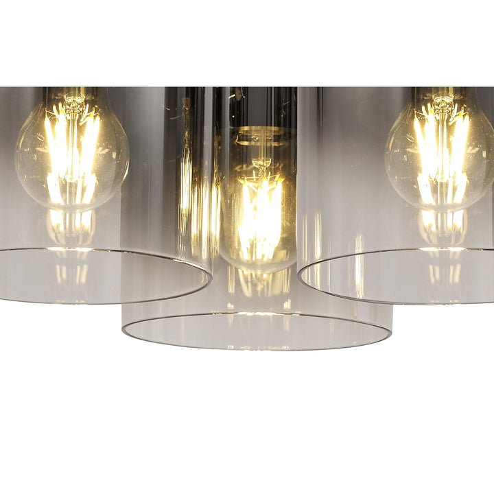 Nelson Lighting NL75939 | Blade Round Ceiling Flush | 3 Light Flush Fitting | Black/Smoke Fade Glass