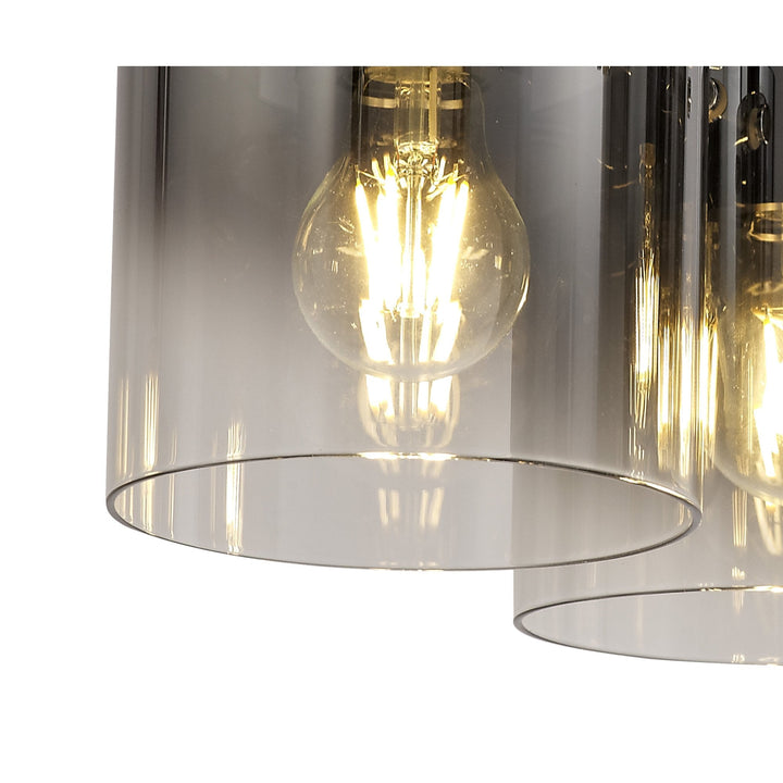 Nelson Lighting NL75939 | Blade Round Ceiling Flush | 3 Light Flush Fitting | Black/Smoke Fade Glass