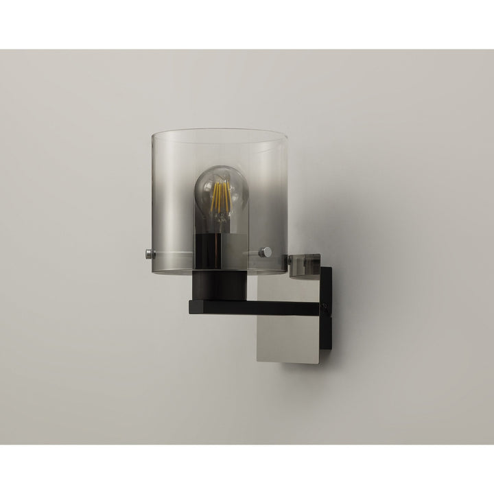 Nelson Lighting NL76799 | Blade Wall Lamp | Black & Smoke Fade Glass