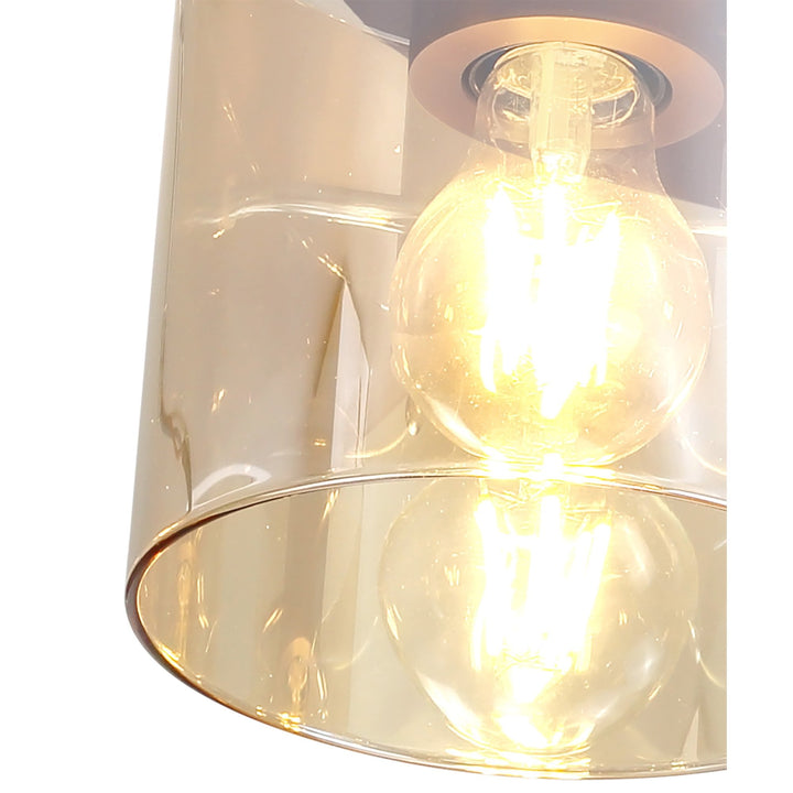 Nelson Lighting NL82659 Blade Round Ceiling Flush 3 Light Mocha/Amber Glass