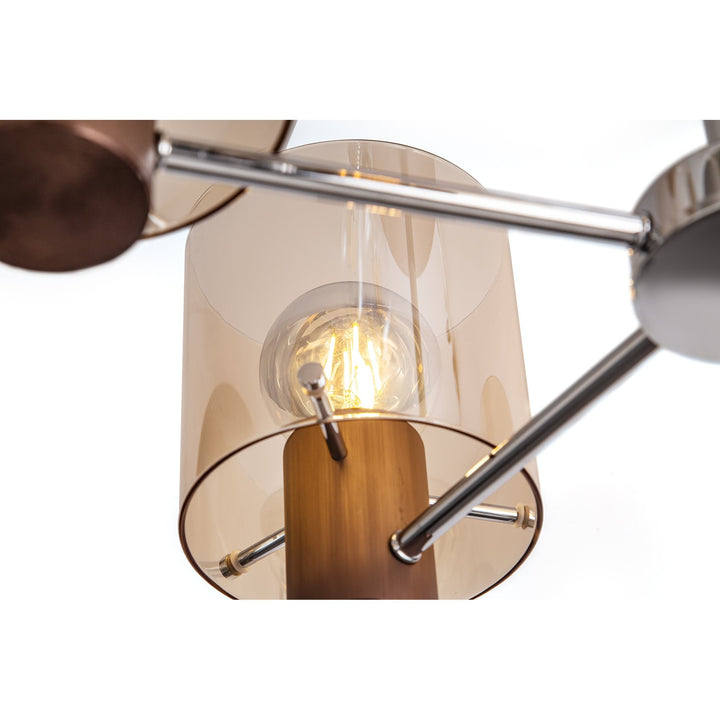 Nelson Lighting NL84049 Blade Semi Ceiling 5 Light Mocha/Amber Glass