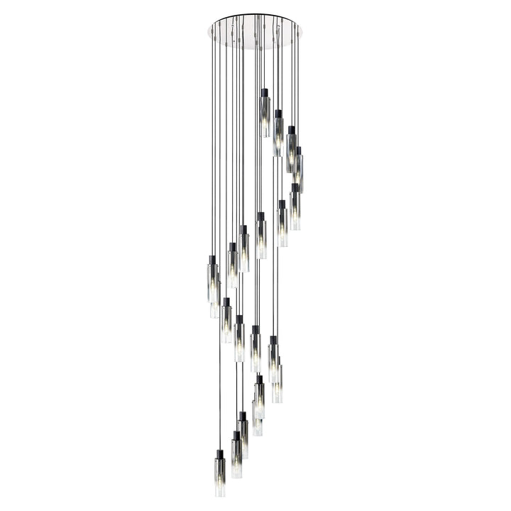 Nelson Lighting NL84939 Blade Slim Round Pendant 21 Light Adjustable Black/Smoke Fade Glass