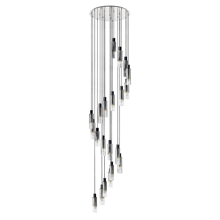 Nelson Lighting NL84939 Blade Slim Round Pendant 21 Light Adjustable Black/Smoke Fade Glass