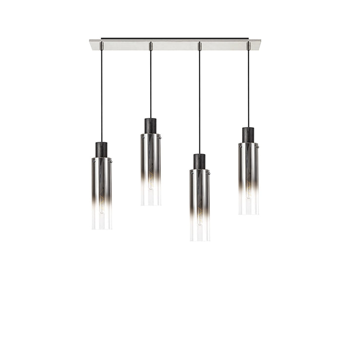 Nelson Lighting NL84949 Blade Slim Linear Pendant 4 Light Adjustable Black/Smoke Fade Glass
