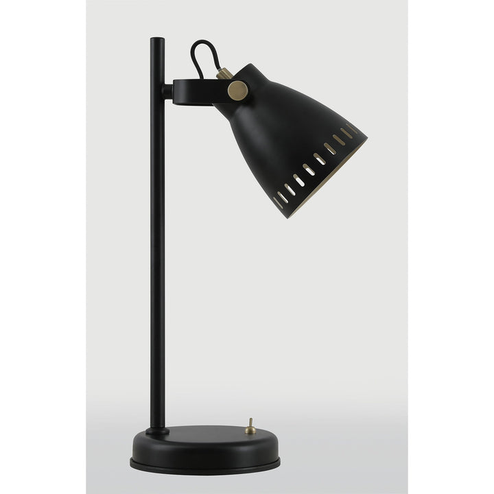 Nelson Lighting NL77239 Bojam Adjustable Table Lamp 1 Light Matt Black/Antique Brass/Khaki