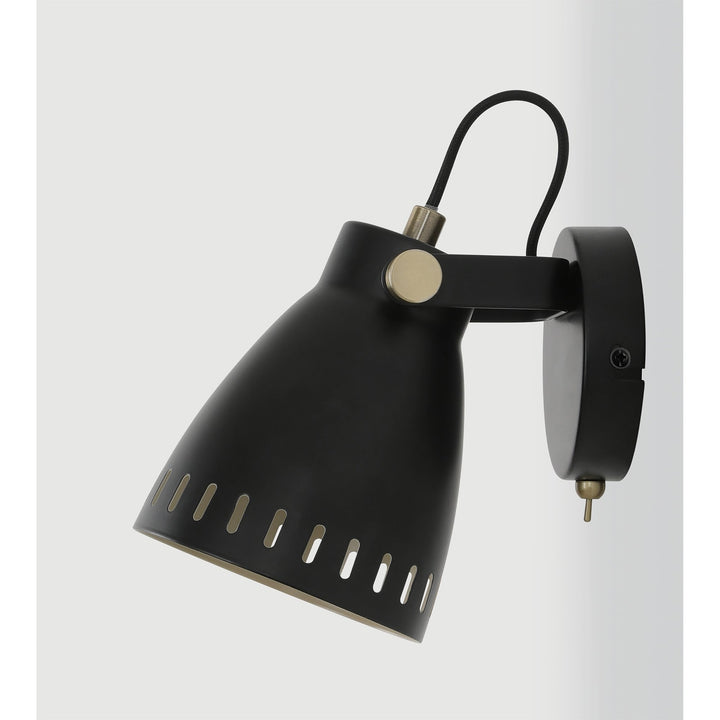 Nelson Lighting NL77259 Bojam Adjustable Wall Lamp 1 Light Matt Black/Antique Brass/Khaki