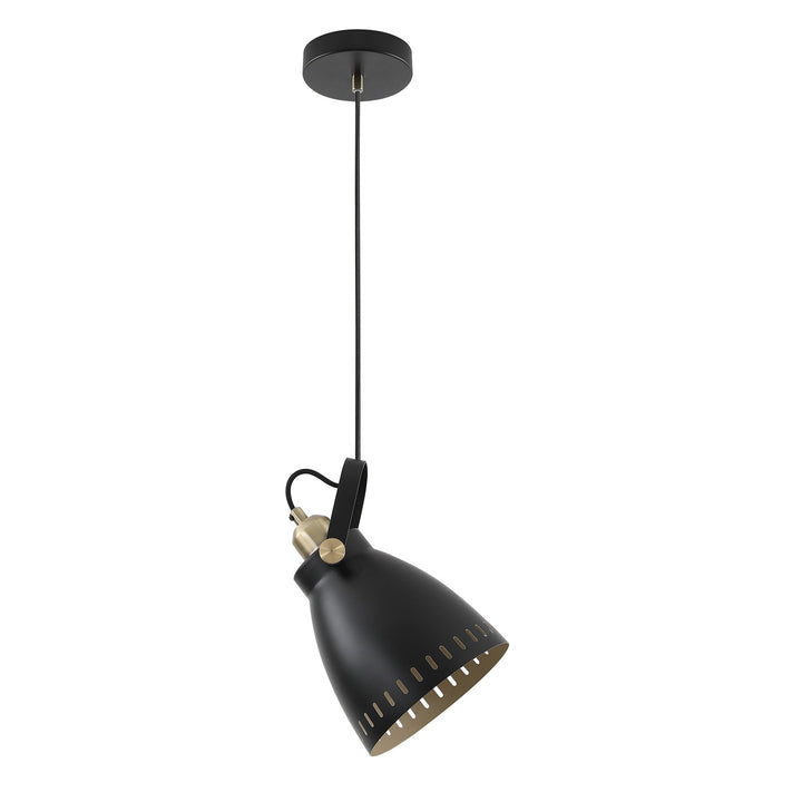 Nelson Lighting NL77279 Bojam Medium Pendant 1 Light Matt Black/Antique Brass/Khaki