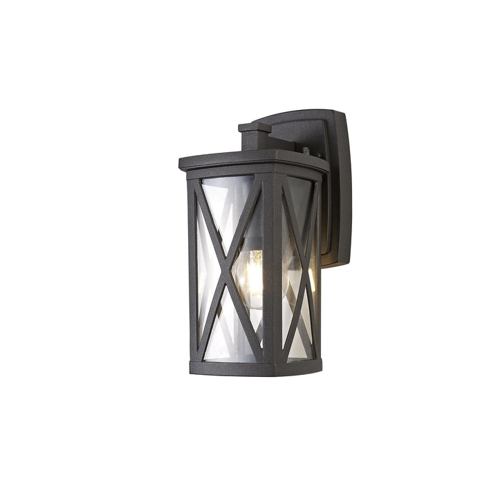 Nelson Lighting NL77829 Brena Outdoor Down Criss Cross Wall Lamp 1 Light Anthracite/Clear Glass