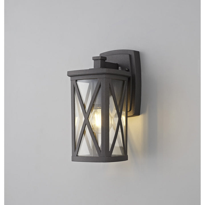 Nelson Lighting NL77829 Brena Outdoor Down Criss Cross Wall Lamp 1 Light Anthracite/Clear Glass