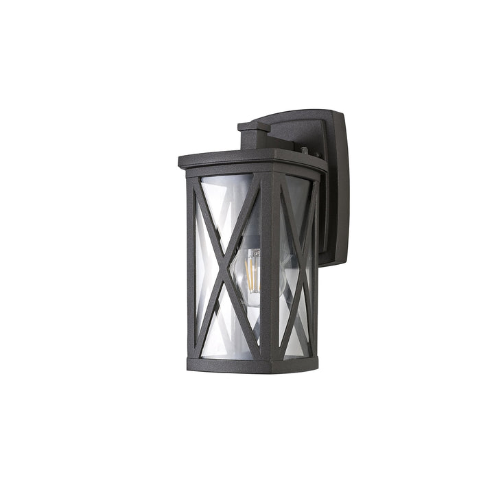 Nelson Lighting NL77829 Brena Outdoor Down Criss Cross Wall Lamp 1 Light Anthracite/Clear Glass