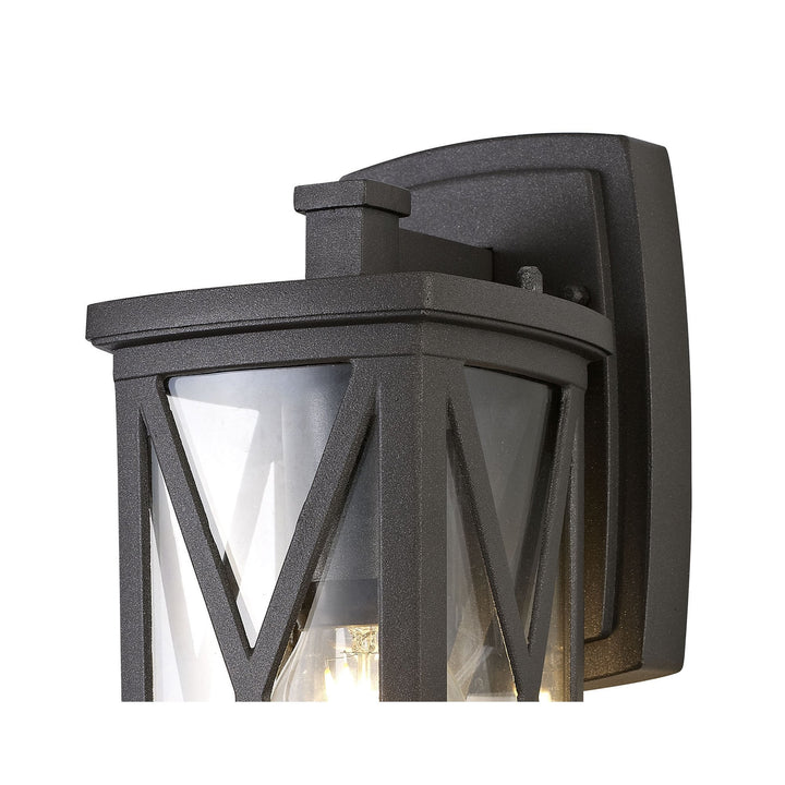 Nelson Lighting NL77829 Brena Outdoor Down Criss Cross Wall Lamp 1 Light Anthracite/Clear Glass