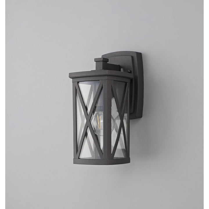 Nelson Lighting NL77829 Brena Outdoor Down Criss Cross Wall Lamp 1 Light Anthracite/Clear Glass