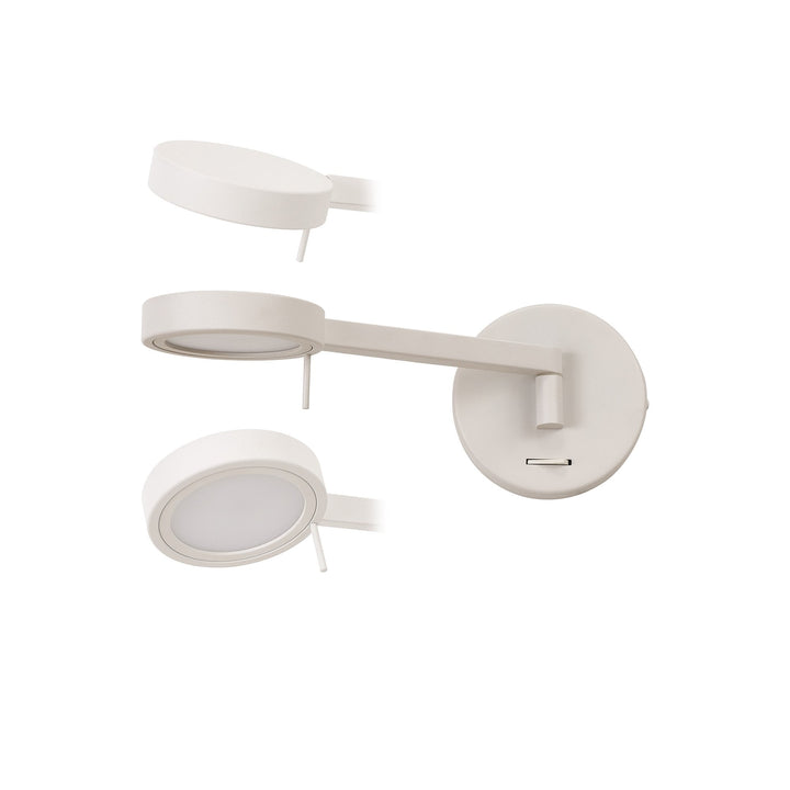 Nelson Lighting NL77969 Burlon Adjustable Wall Lamp / Reader LED Sand White