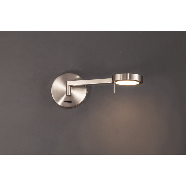 Nelson Lighting NL77989 Burlon Adjustable Wall Lamp / Reader LED Satin Nickel