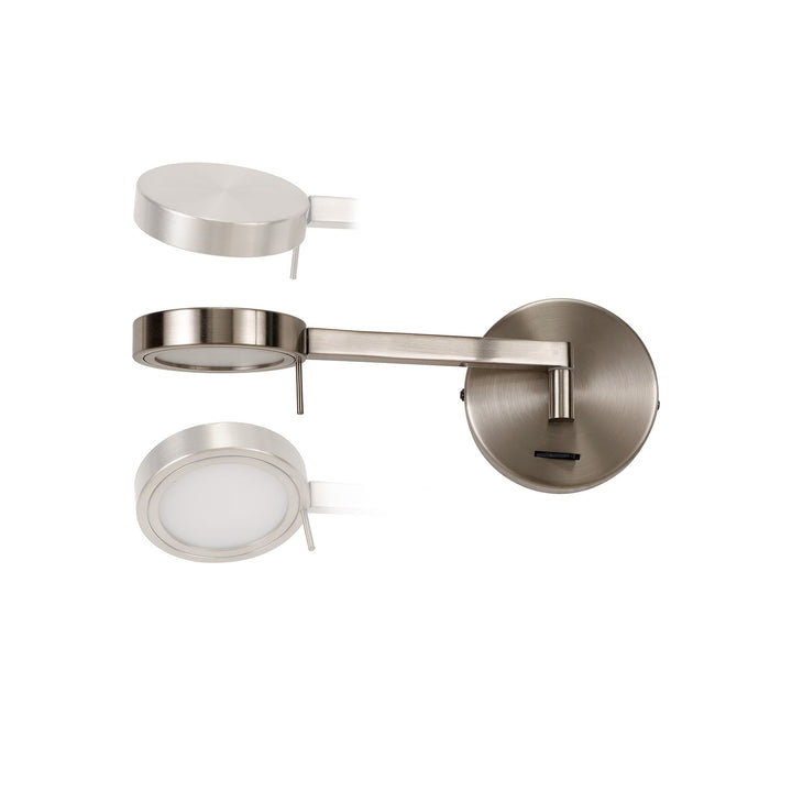Nelson Lighting NL77989 Burlon Adjustable Wall Lamp / Reader LED Satin Nickel