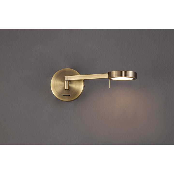 Nelson Lighting NL77999 Burlon Swing Arm Wall Lamp / Reader LED Antique Brass