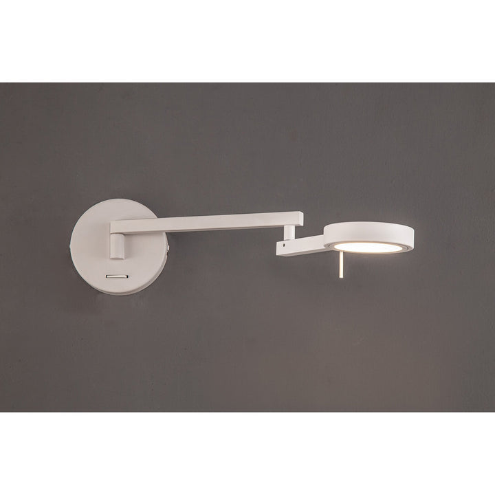 Nelson Lighting NL78009 Burlon Adjustable Swing Arm Wall Lamp / Reader LED Sand White