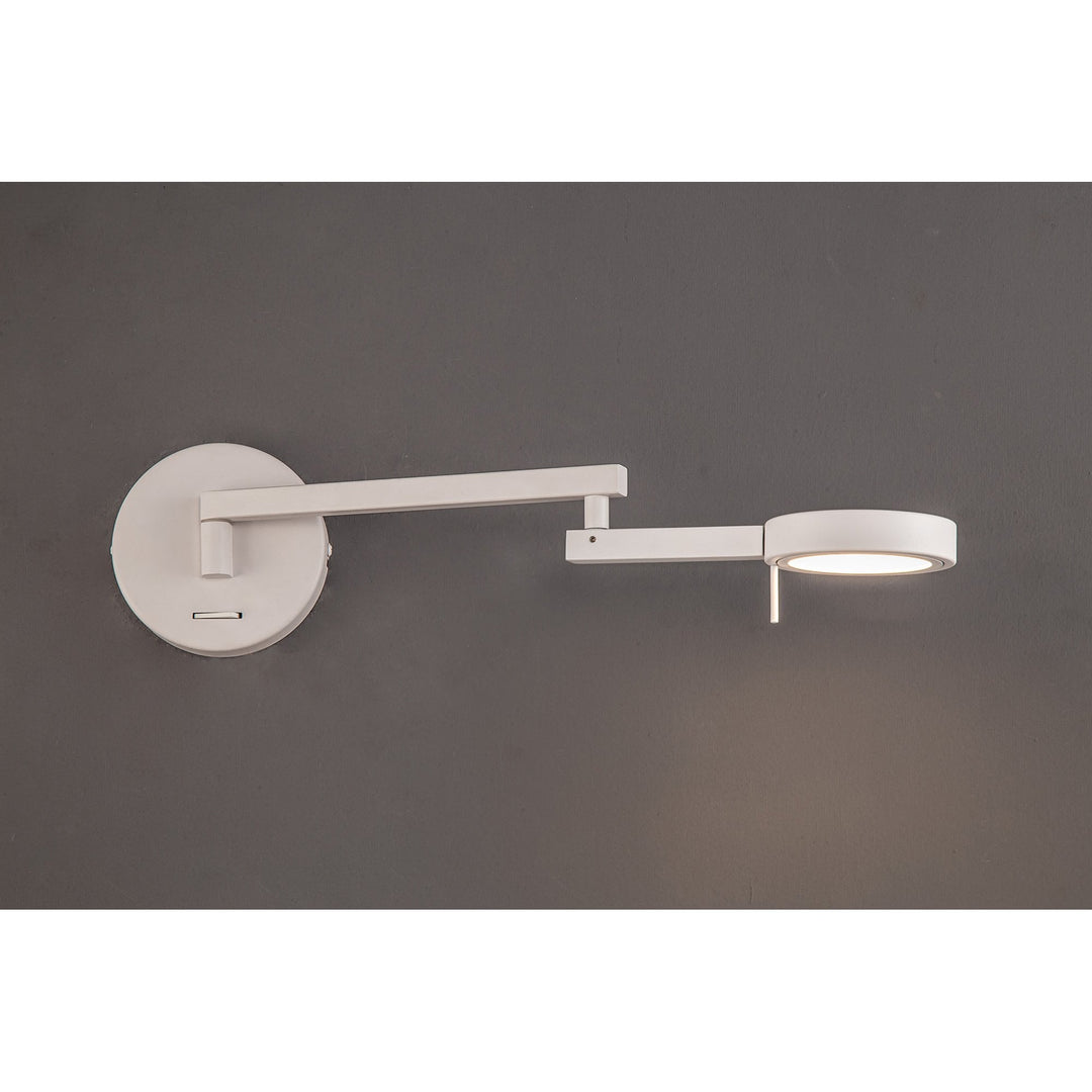 Nelson Lighting NL78009 Burlon Adjustable Swing Arm Wall Lamp / Reader LED Sand White