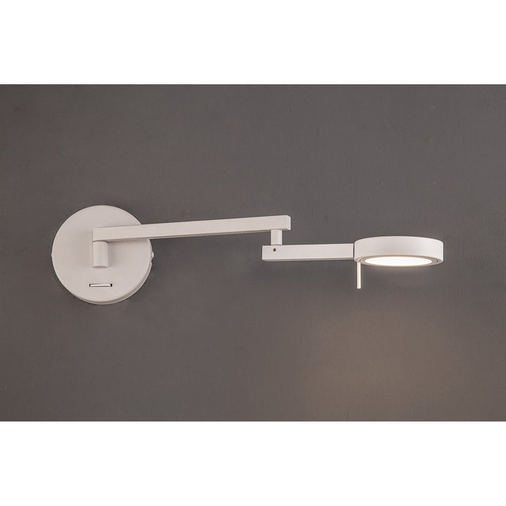 Nelson Lighting NL78009 Burlon Adjustable Swing Arm Wall Lamp / Reader LED Sand White