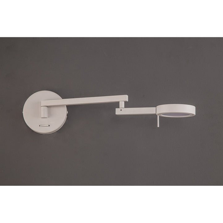 Nelson Lighting NL78009 Burlon Adjustable Swing Arm Wall Lamp / Reader LED Sand White