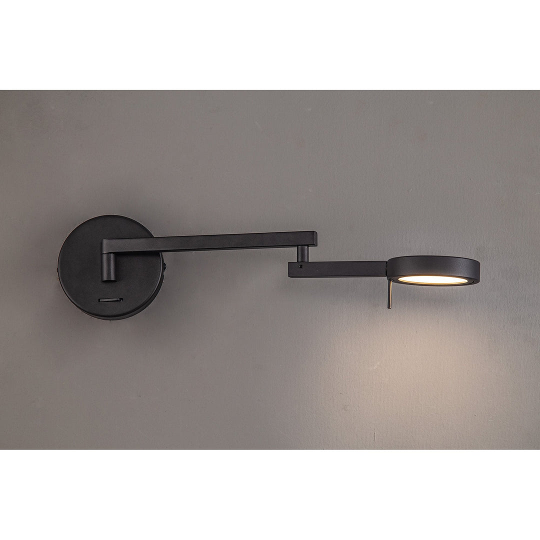Nelson Lighting NL78019 Burlon Adjustable Swing Arm Wall Lamp / Reader LED Sand Black