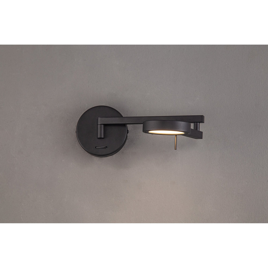 Nelson Lighting NL78019 Burlon Adjustable Swing Arm Wall Lamp / Reader LED Sand Black