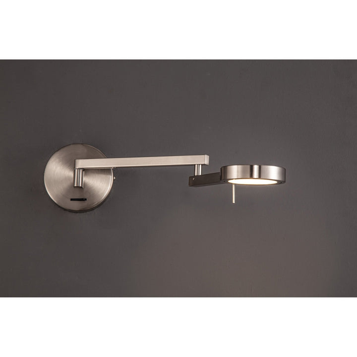 Nelson Lighting NL78029 Burlon Adjustable Swing Arm Wall Lamp / Reader LED Satin Nickel