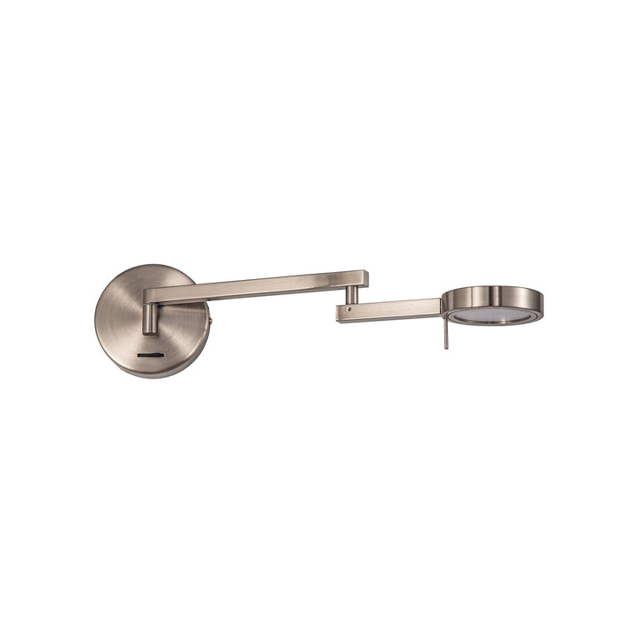 Nelson Lighting NL78029 Burlon Adjustable Swing Arm Wall Lamp / Reader LED Satin Nickel