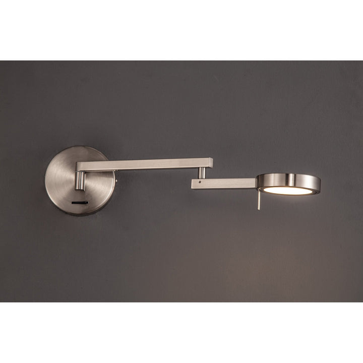 Nelson Lighting NL78029 Burlon Adjustable Swing Arm Wall Lamp / Reader LED Satin Nickel