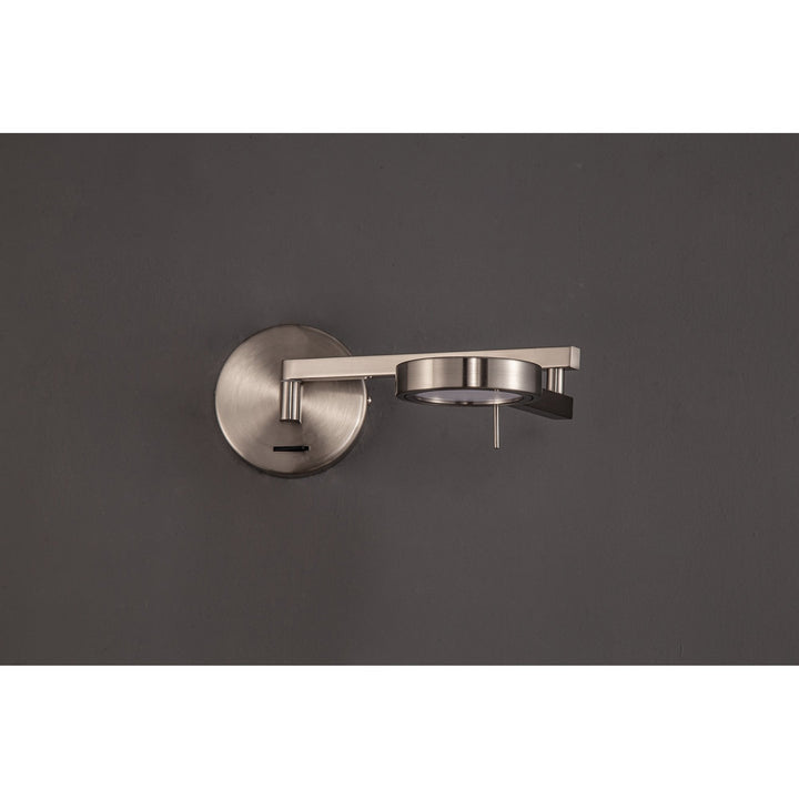 Nelson Lighting NL78029 Burlon Adjustable Swing Arm Wall Lamp / Reader LED Satin Nickel