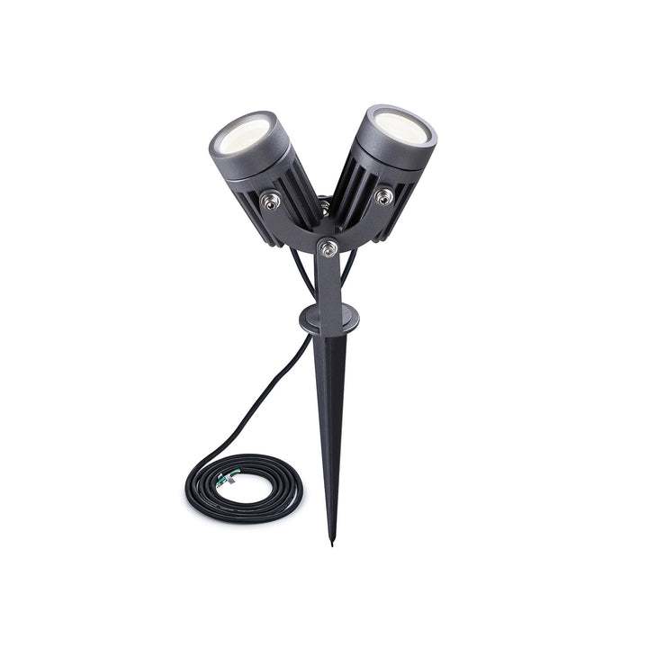 Nelson Lighting NL81789 Caster Outdoor Twin Spike Light LED Grey/Black