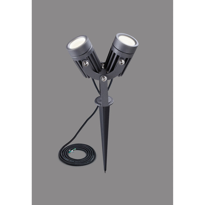 Nelson Lighting NL81789 Caster Outdoor Twin Spike Light LED Grey/Black