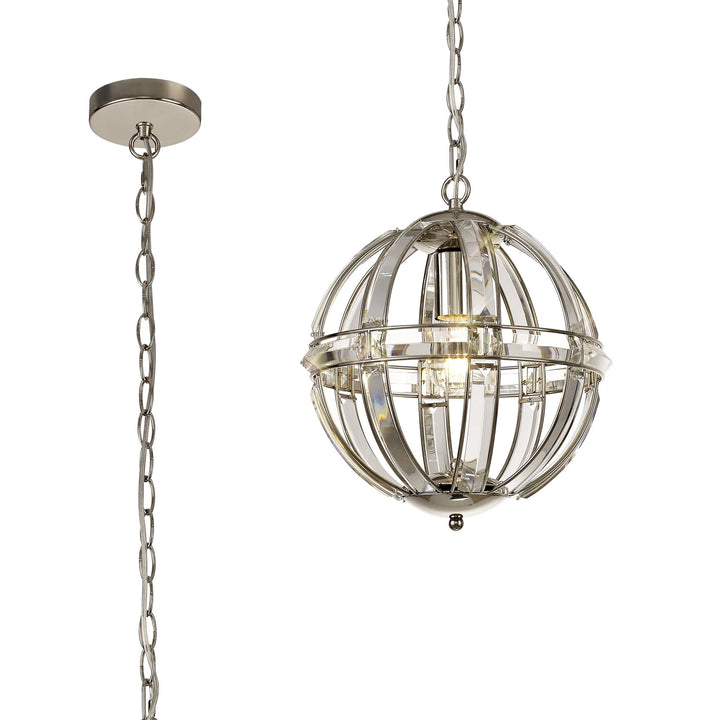 Nelson Lighting NL81379 | Small Round Pendant | 1 Light Polished Nickel