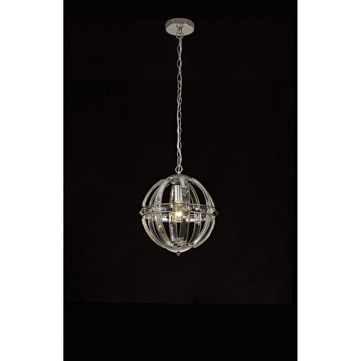 Nelson Lighting NL81379 | Small Round Pendant | 1 Light Polished Nickel