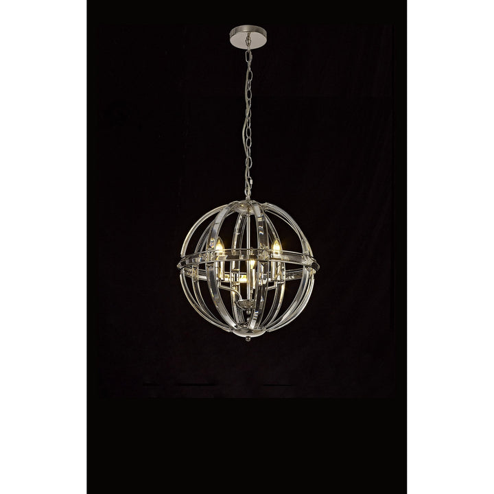 Nelson Lighting NL81389 Char Large Round Pendant 3 Light Polished Nickel