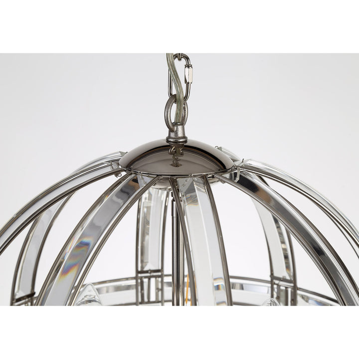 Nelson Lighting NL81389 Char Large Round Pendant 3 Light Polished Nickel