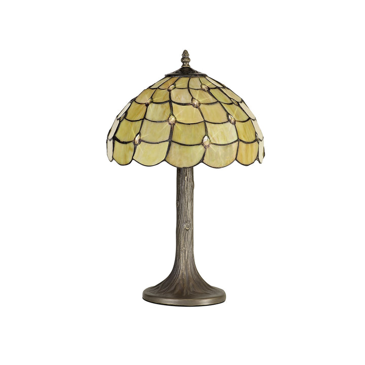 Nelson Lighting NLK00349 Chrisy 1 Light Tree Like Table Lamp With 30cm Tiffany Shade Beige/Aged Antique Brass