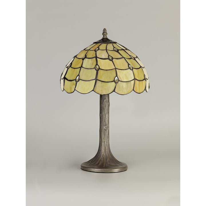 Nelson Lighting NLK00349 Chrisy 1 Light Tree Like Table Lamp With 30cm Tiffany Shade Beige/Aged Antique Brass