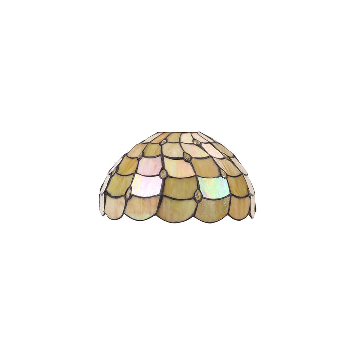 Nelson Lighting NLK00369 Chrisy 1 Light Octagonal Table Lamp With 30cm Tiffany Shade Beige/Aged Antique Brass