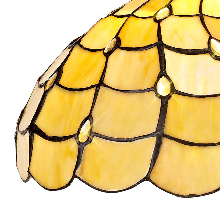 Nelson Lighting NLK00369 Chrisy 1 Light Octagonal Table Lamp With 30cm Tiffany Shade Beige/Aged Antique Brass