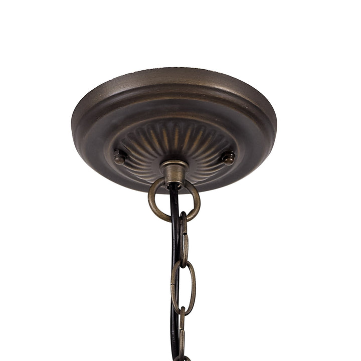 Nelson Lighting NLK00379 Chrisy 1 Light Down Lighter Pendant With 30cm Tiffany Shade Beige/Aged Antique Brass