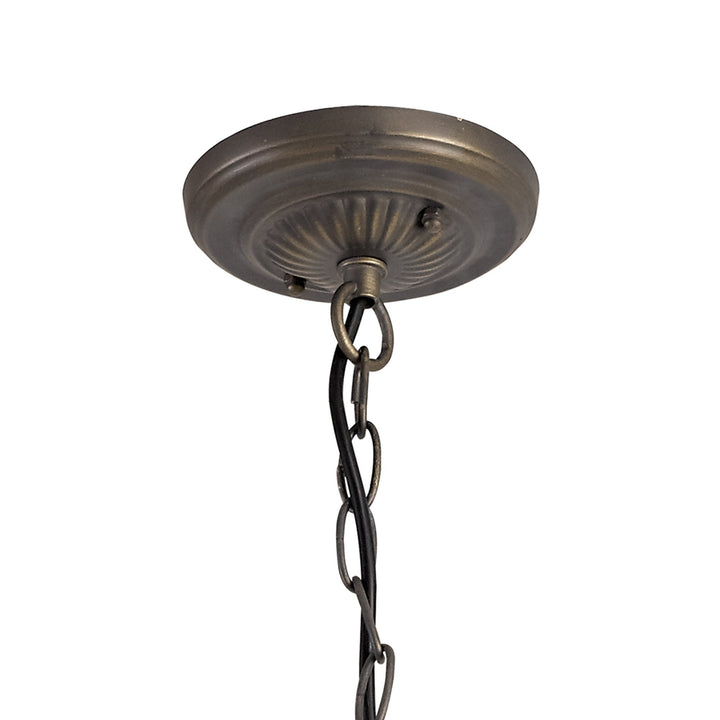 Nelson Lighting NLK00399 Chrisy 3 Light Down Lighter Pendant With 30cm Tiffany Shade Beige/Aged Antique Brass