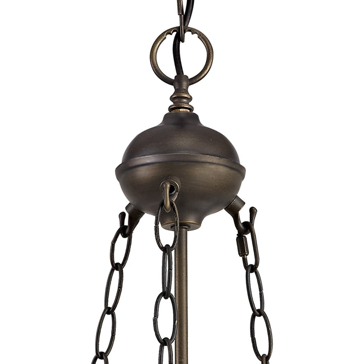 Nelson Lighting NLK00429 Chrisy 2 Light Up Lighter Pendant With 30cm Tiffany Shade Beige/Aged Antique Brass