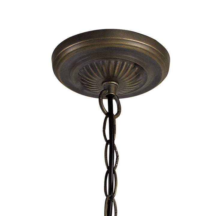 Nelson Lighting NLK00439 Chrisy 3 Light Up Lighter Pendant With 30cm Tiffany Shade Beige/Aged Antique Brass