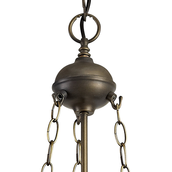 Nelson Lighting NLK00439 Chrisy 3 Light Up Lighter Pendant With 30cm Tiffany Shade Beige/Aged Antique Brass