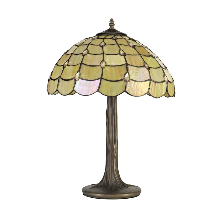 Nelson Lighting NLK00449 Chrisy 2 Light Tree Like Table Lamp With 40cm Tiffany Shade Beige/Aged Antique Brass