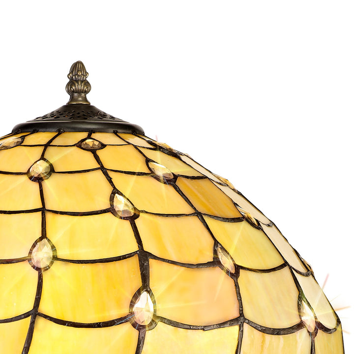 Nelson Lighting NLK00459 Chrisy 2 Light Curved Table Lamp With 40cm Tiffany Shade Beige/Aged Antique Brass