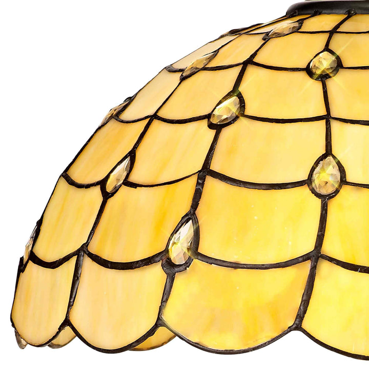 Nelson Lighting NLK00459 Chrisy 2 Light Curved Table Lamp With 40cm Tiffany Shade Beige/Aged Antique Brass